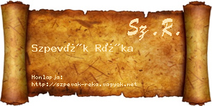 Szpevák Réka névjegykártya